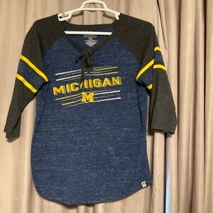 MICHIGAN Colosseum Navy and Gray Lace-Up Tee
